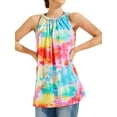 thumbnail image 3 of Nlife Women Tie Dyed Printed Halter Neck Sleeveless Pullover Tank Tops, 3 of 5