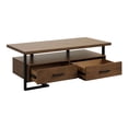 thumbnail image 3 of Pratt 48 in. Walnut and Rustic Black Metal Rectangular Wood Coffee Table with 2 Functional Drawers, 3 of 6