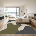 thumbnail image 3 of ODIKA 9'x12' Washable Area Rug Non-Slip, Chair-Friendly Olive and Charcoal Abstract Waves Modern Fluid Design with Curves for Dining Room, Basement, Large Office, 3 of 7