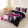 thumbnail image 2 of Homewish Pink Patchwork Geometric Bedding,Classic Contemporary Duvet Cover Full,Black Reversible,3pcs,1 Duvet Cover and 2 Pillowcases, 2 of 6