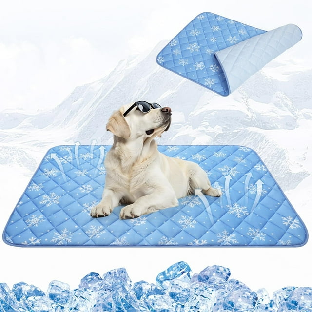 Tapete refrescante para perro, para verano, almohadilla gruesa autorefrigerante, para mascotas, cama fresca para perros grandes, manta de dormir, reutilizable, lavable, transpirable, fácil