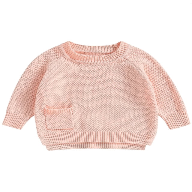 Baby Girl Boy Knit Pullover Sweater Fall Winter Warm Sweatshirt Tops with Pocket