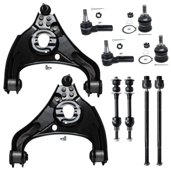 Detroit Axle - Front Lower Control Arms Ball Joints Sway Bar Links Inner Outer Tie Rods Replacement for 2006-2012 Dodge Ram 1500 RWD - 10pc Set