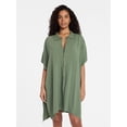 thumbnail image 2 of Time and Tru Women's Button Down Cover-Up, Green, Sizes S/M, 2 of 6