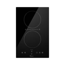 Empava Electric Stove Induction Cooktop Vertical with 2 Burners Vitro Ceramic Smooth Surface Glass in Black 120V