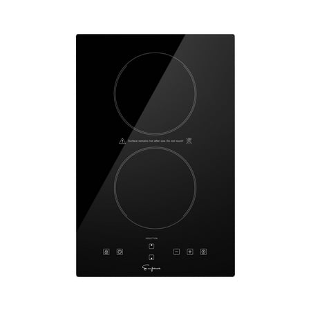 Empava Electric Stove Induction Cooktop Vertical with 2 Burners Vitro Ceramic Smooth Surface Glass in Black 120V