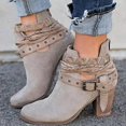 thumbnail image 1 of Botas de tacón alto para mujer, zapatos de tobillo con correa de hebilla, botas de tacón grueso informales para invierno y otoño, 1 of 3