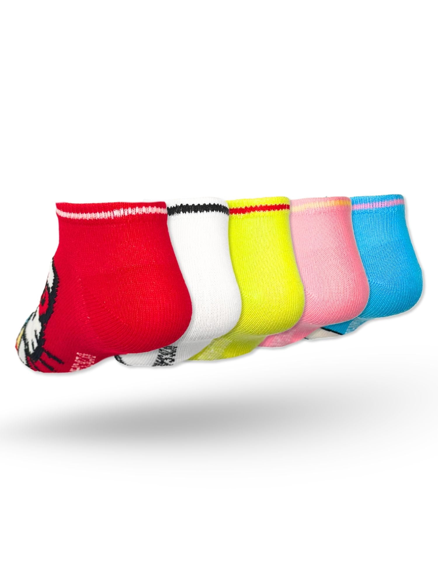 Hello Kitty & Friends Girls No-Show Socks, 5-Pack, Sizes S/M-M/L