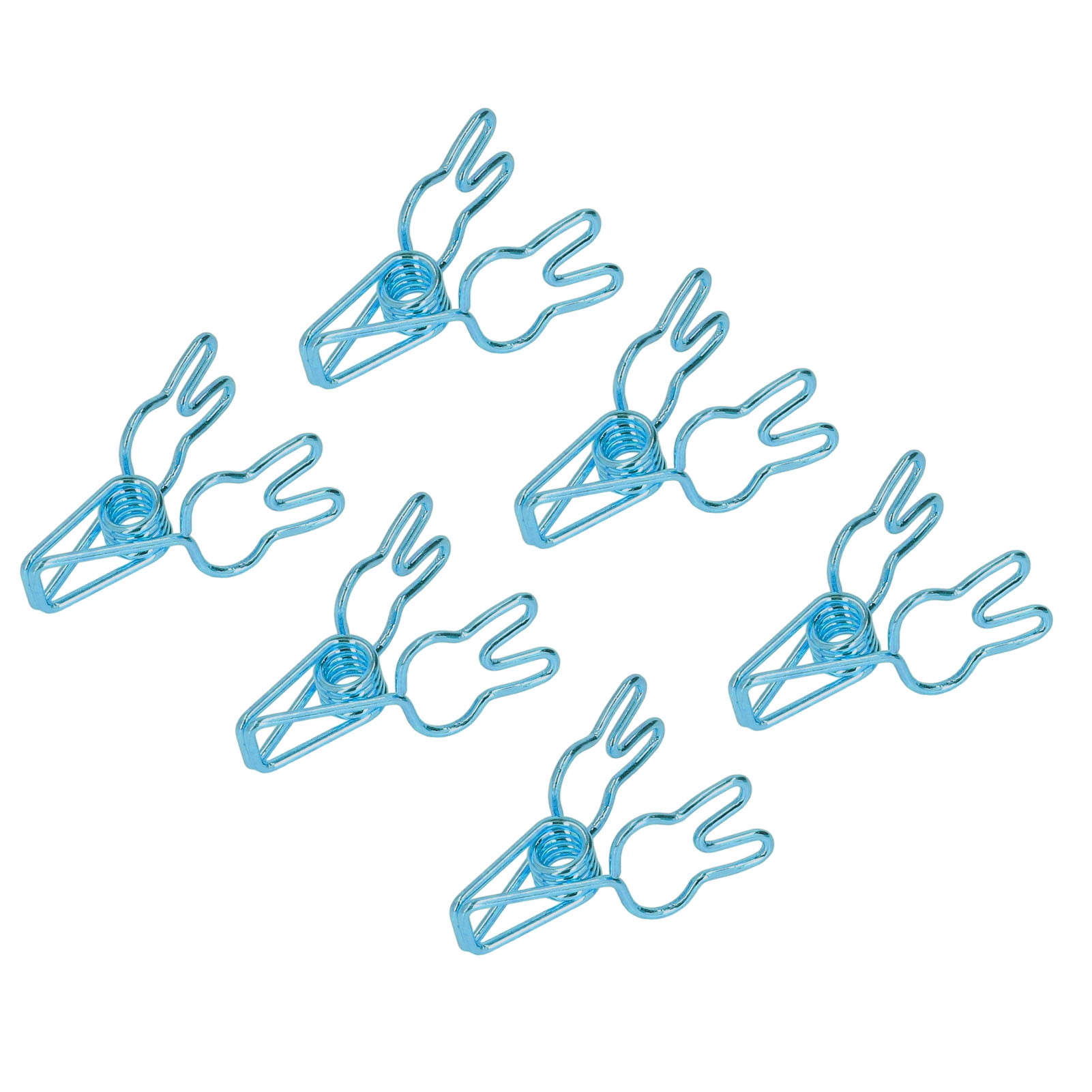 BOKYAN 100Pcs Bunny Binder Clips, Hollow Out Cute Metal Small Paper Clips for Documents, Clothes, Paper, Blue (7.87 inches / 20 cm)