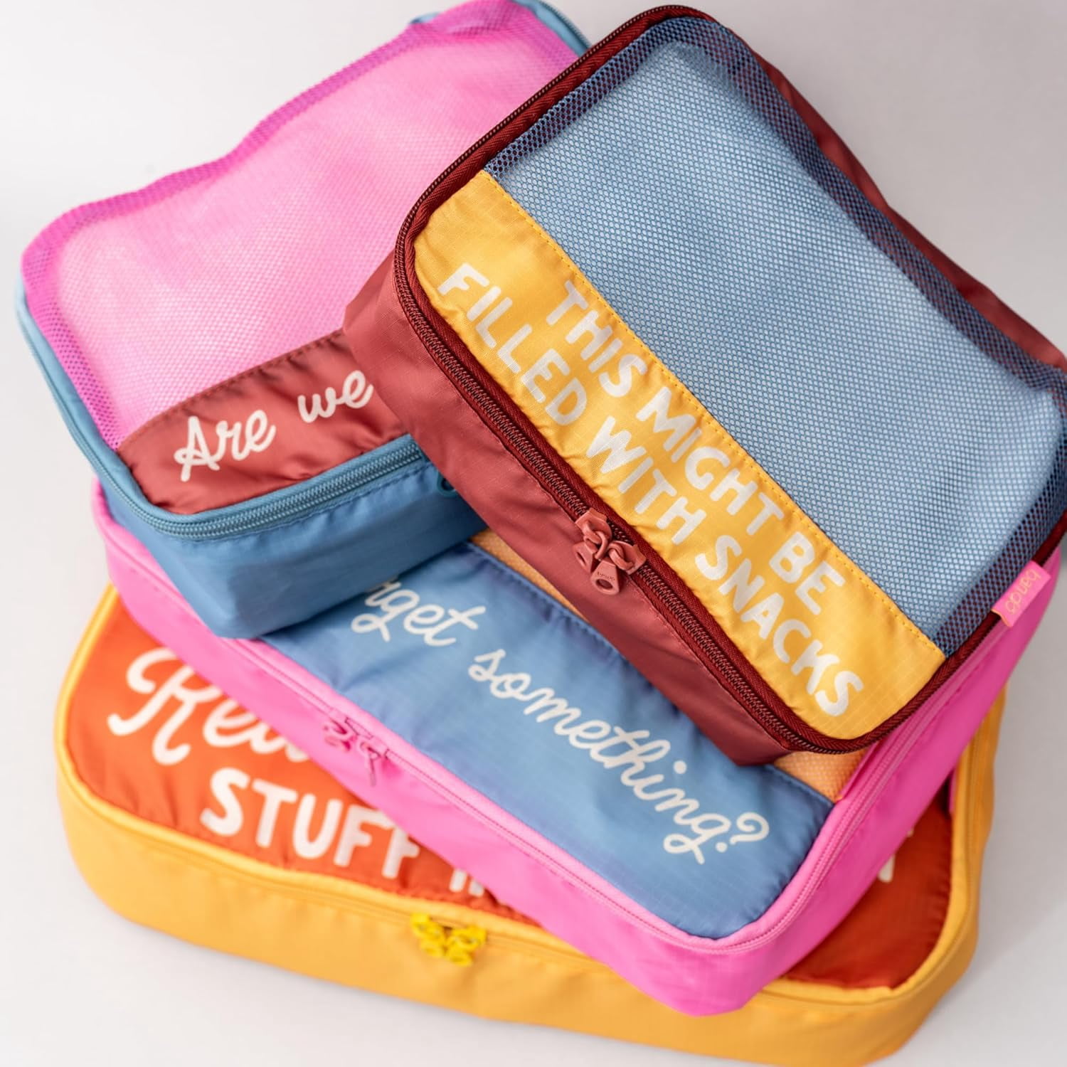 4-Piece Packing Cube Set – Polyester & Mesh Foldable Luggage Organizers – 1 Large (14.2"x11.2"x4") + 1 Medium (12.2"x9.2"x3.5") + 2 Small (9.2"x6.2"x3") – Bits and Bobs