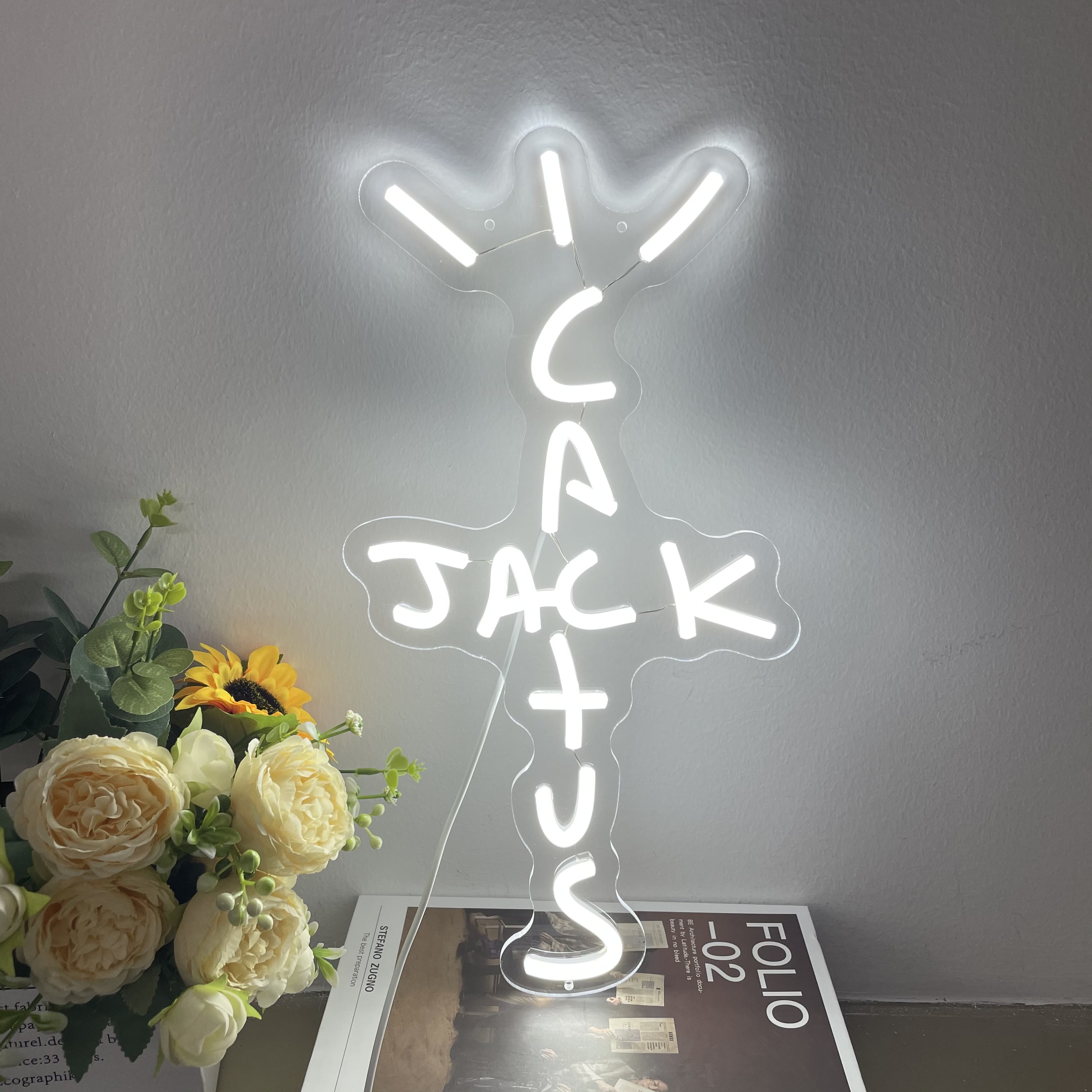 Neonium Cactus Jack Neon Sign Neon Sign Light Neon Wall Art Gift for Her Talking Home Bar Pub Party Decor(White)