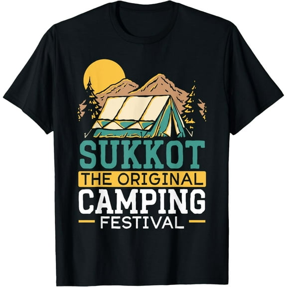 Sukkot The Original Camping Festival Israelite Sukkot Day T-ShirtMen and women, Black T-shirt, size: Extra large