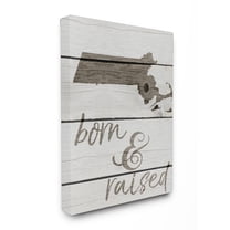 Stupell  Born and Raised Massachusetts Stretched Canvas Wall Art 24 x 30
