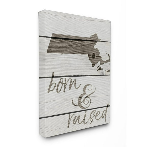 Stupell  Born and Raised Massachusetts Stretched Canvas Wall Art 24 x 30
