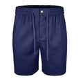 thumbnail image 4 of Mens Linen Shorts Casual Elastic Waist Drawstring 7 inch Inseam Shorts Stretch Summer Beach Wear Lightweight Royal Blue M, 4 of 5
