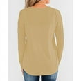 thumbnail image 4 of IROINNID Polyester Long Sleeve T Shirt for Women Leisure Loose Solid Color Knit Buttons Sweatshirts Tops,Yellow, 4 of 4