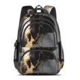 thumbnail image 2 of Black and Gold Marble Pattern Backpack for School, Cute School Bag with Adjustable Shoulder Straps and Padded Back, 16.9"x12.6"x5.9", 2 of 5