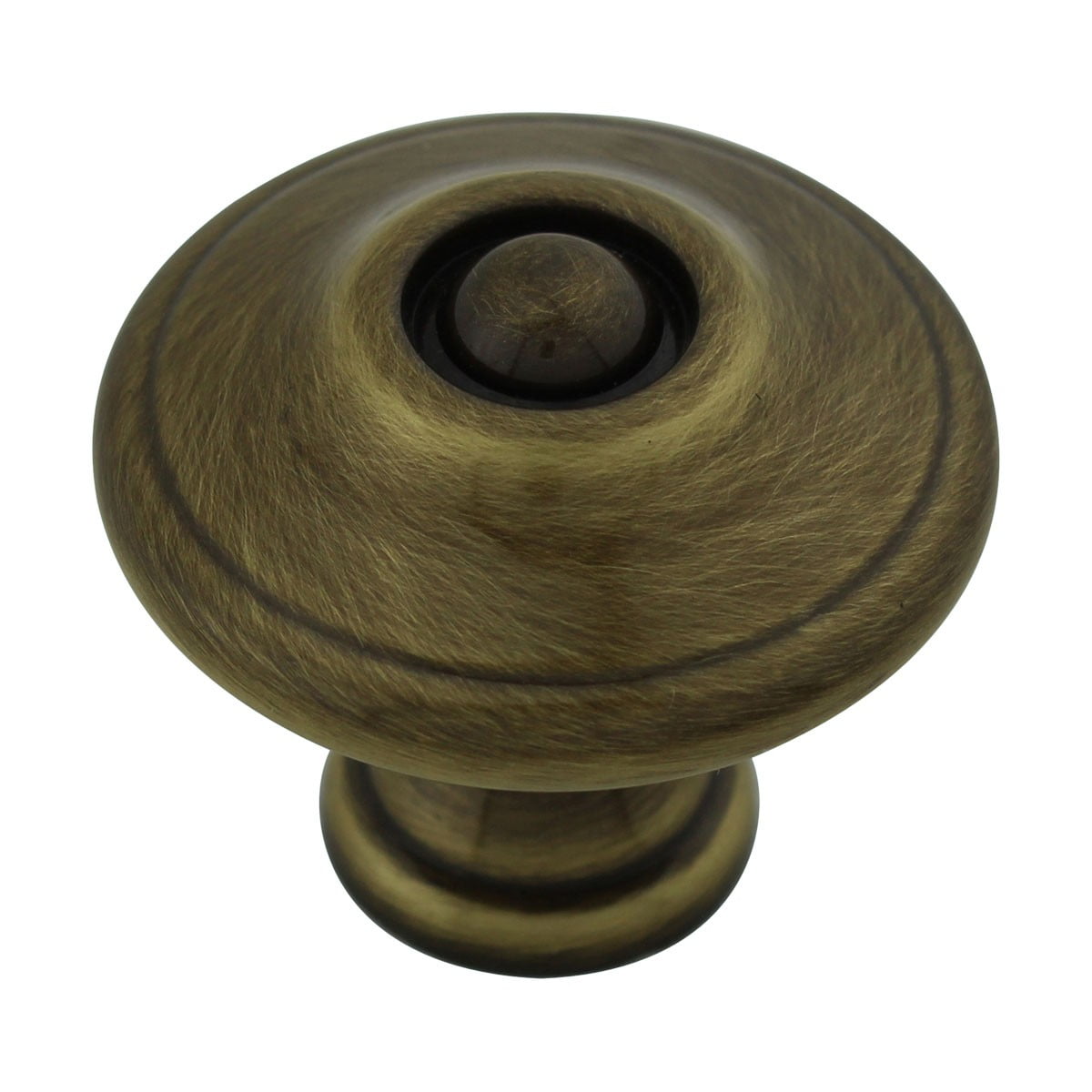 Antique Round Brass 1 1/4 in. dia. Kitchen Cabinet Door Knob Pull Handle w/Screws| Renovators Supply - Set of 6