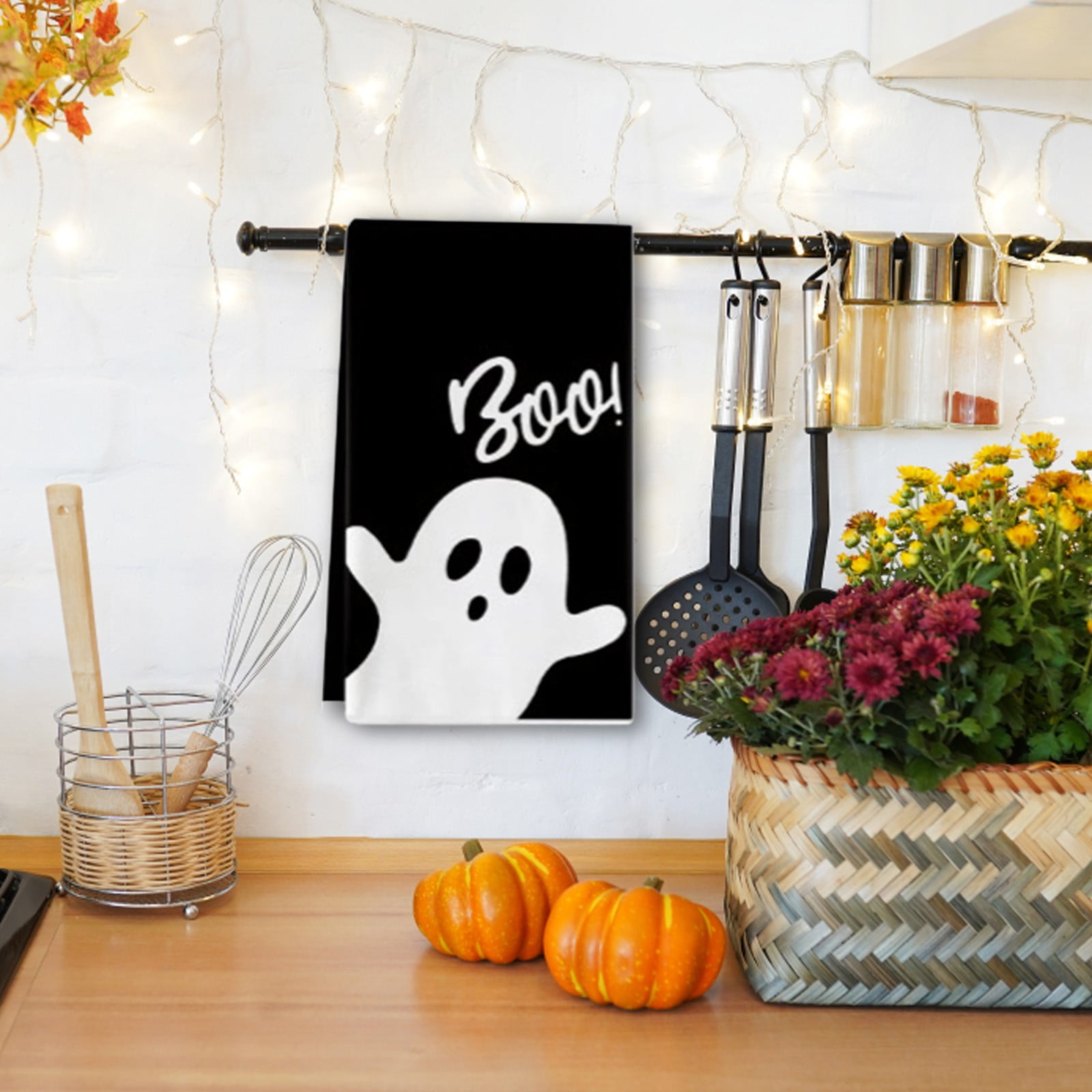 Lot De 2 Torchons De Cuisine D'Halloween Fantôme Fantaisie