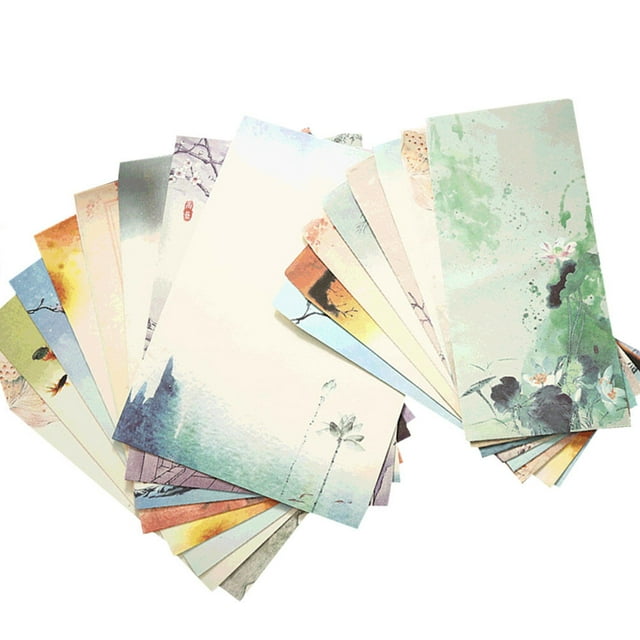 MasteelfCA 12 Sets Chinese Style Printing Envelope and Letter Set Papers Beautiful Pattern Envelopes Writing Stationery Envelope Set Random Type