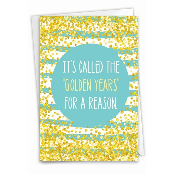 NobleWorks Funny Birthday Greeting Card with 5 x 7 Inch Envelope (1 Card) Bday Golden Spelling C9570BDG