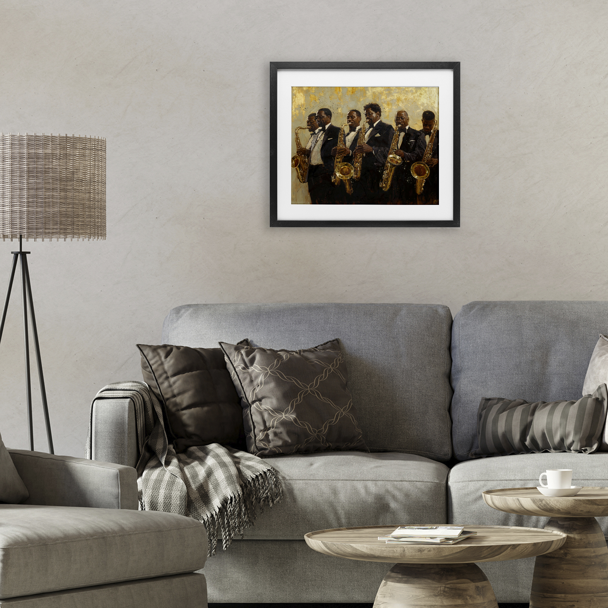 Golden Era Ensemble Black Framed Print Under Glass, design by Marta Wiley