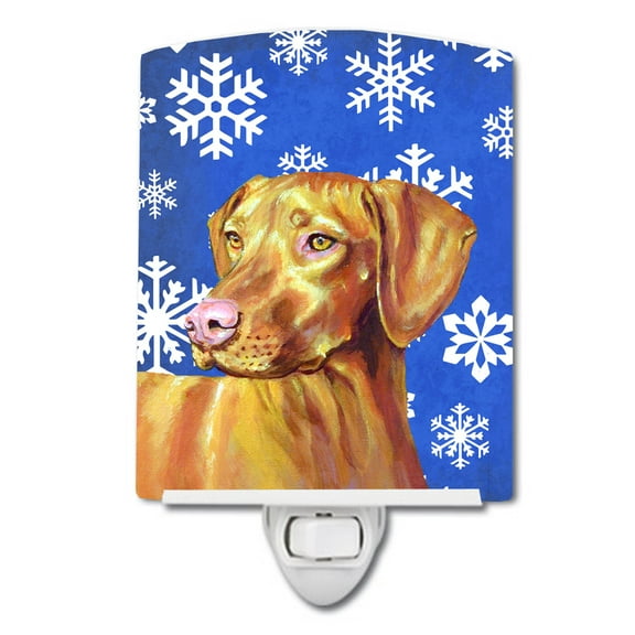 Caroline's Treasures LH9280CNL Vizsla Winter Snowflakes Holiday Ceramic Night Light, 6x4x3", multicolor