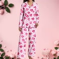 thumbnail image 5 of Satin Pajamas Women Valentine Pajamas Long Sleeve Heart Print Button-Down Sleepwear Loungewear Cute Pajamas for Women, 5 of 9