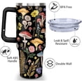 thumbnail image 2 of Mushroom Tumbler with Lid and Straw, Stainless Steel Mushroom 40oz Tumbler with Handle, Black Mushroom Travel Coffee Mug Mushroom Gifts Cups for Women and Men, 2 of 6