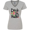 thumbnail image 3 of Inktastic Deck the Halls Christmas Ornament Women's V-Neck T-Shirt, 3 of 5