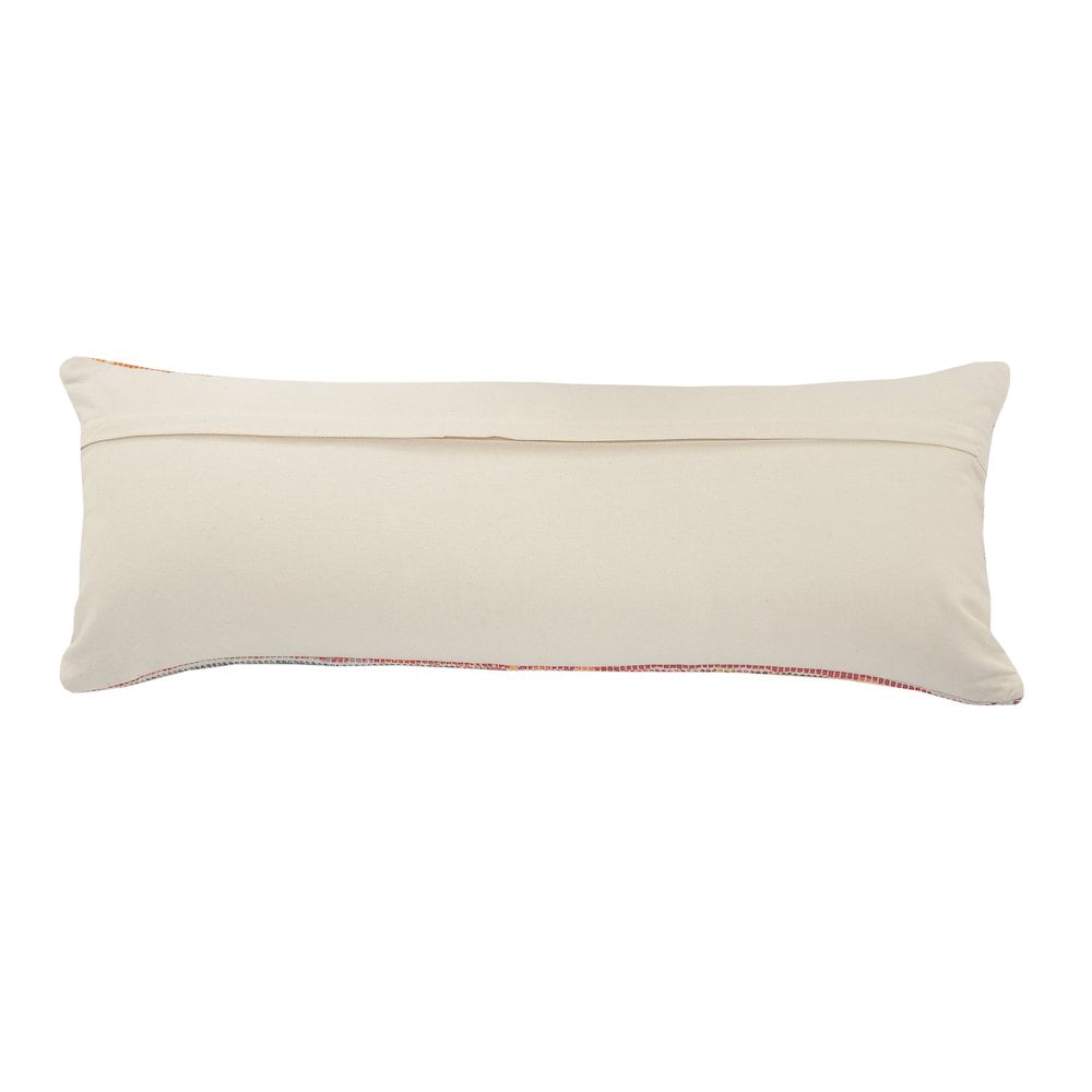 Ox Bay 14" x 36" Hand-Woven Multicolored/ Cream Diamond Organic Cotton Pillow Cover