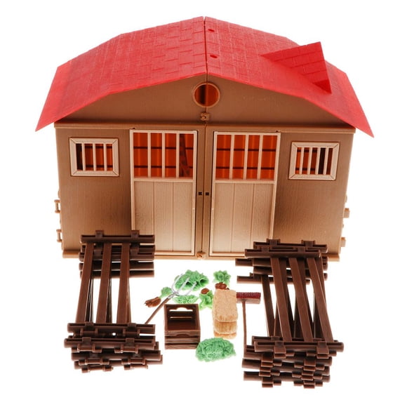 Bloques de Construcción de Bricolaje para , Kits de Modelo de de Granja de Plástico, Juguete de Aprendizaje Hugo Conjunto de juego de escena de cabina de granja
