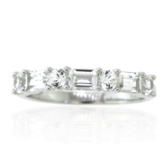Brilliance 925 Sterling Silver Created White Sapphire Band Ring