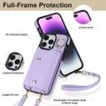 thumbnail image 5 of Funda de teléfono de cuero con tarjetero y correa para la muñeca con cordón cruzado para iPhone 16 15 14 11 Pro Max XS XR 7 8 Plus 13 12 Mini, 5 of 5