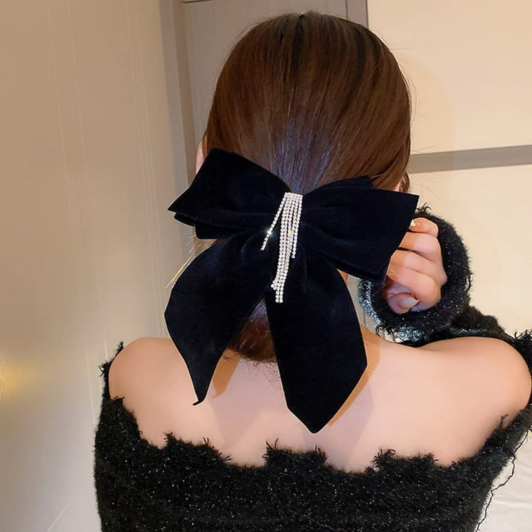 Elegant Black Valvet Bows Hair Ribbons For Women Girls Vintage Bowknot Hair  Clips Barrette Hair Accessories