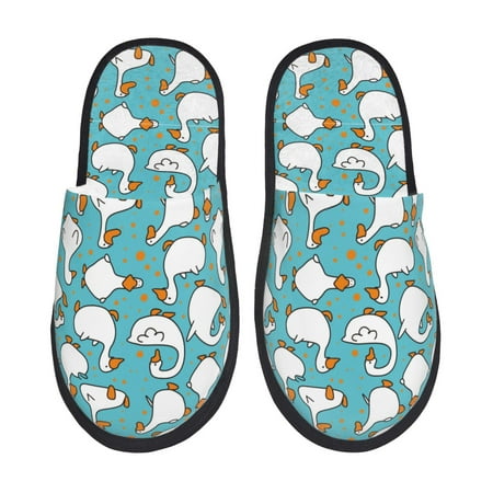 

Yiaed Cartoon Funny Goose Print Unisex House Slippers Slip on Warm Shoes Indoor Outdoor with Anti-slip sole-Large