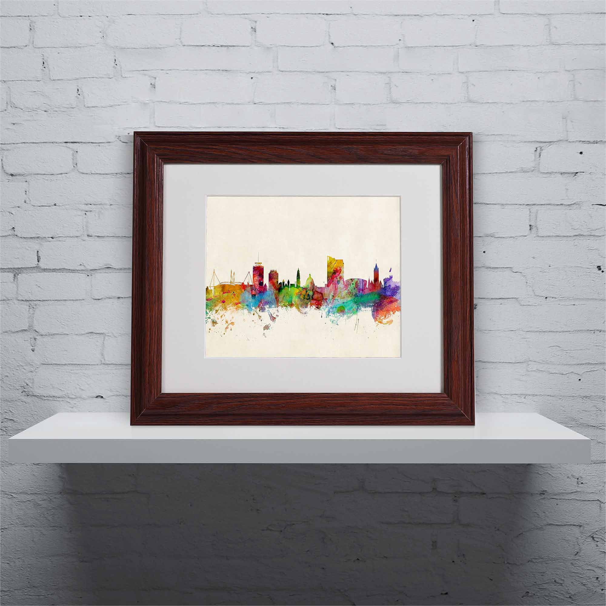 Trademark Fine Art "Cardiff Wales Skyline" Canvas Art by Michael Tompsett, Wood Frame