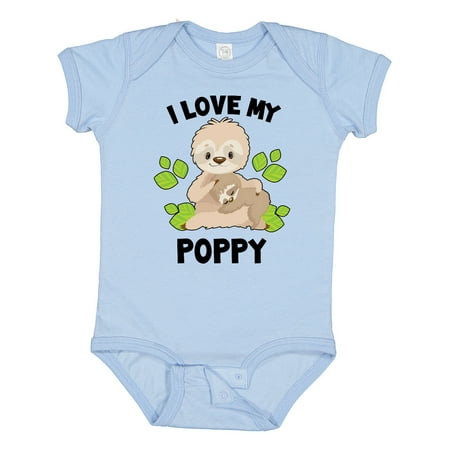 

Inktastic Cute Sloth I Love My Poppy with Green Leaves Gift Baby Boy or Baby Girl Bodysuit