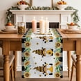 thumbnail image 2 of Table Runner 120 Inches Long for Kitchen Dining, Spring Bee Gnomes Dresser Scarf Farmhouse, Dining Table Decorations for Wedding/Parties, Sunflowers Black Checkered 13 x 120 In, 2 of 8