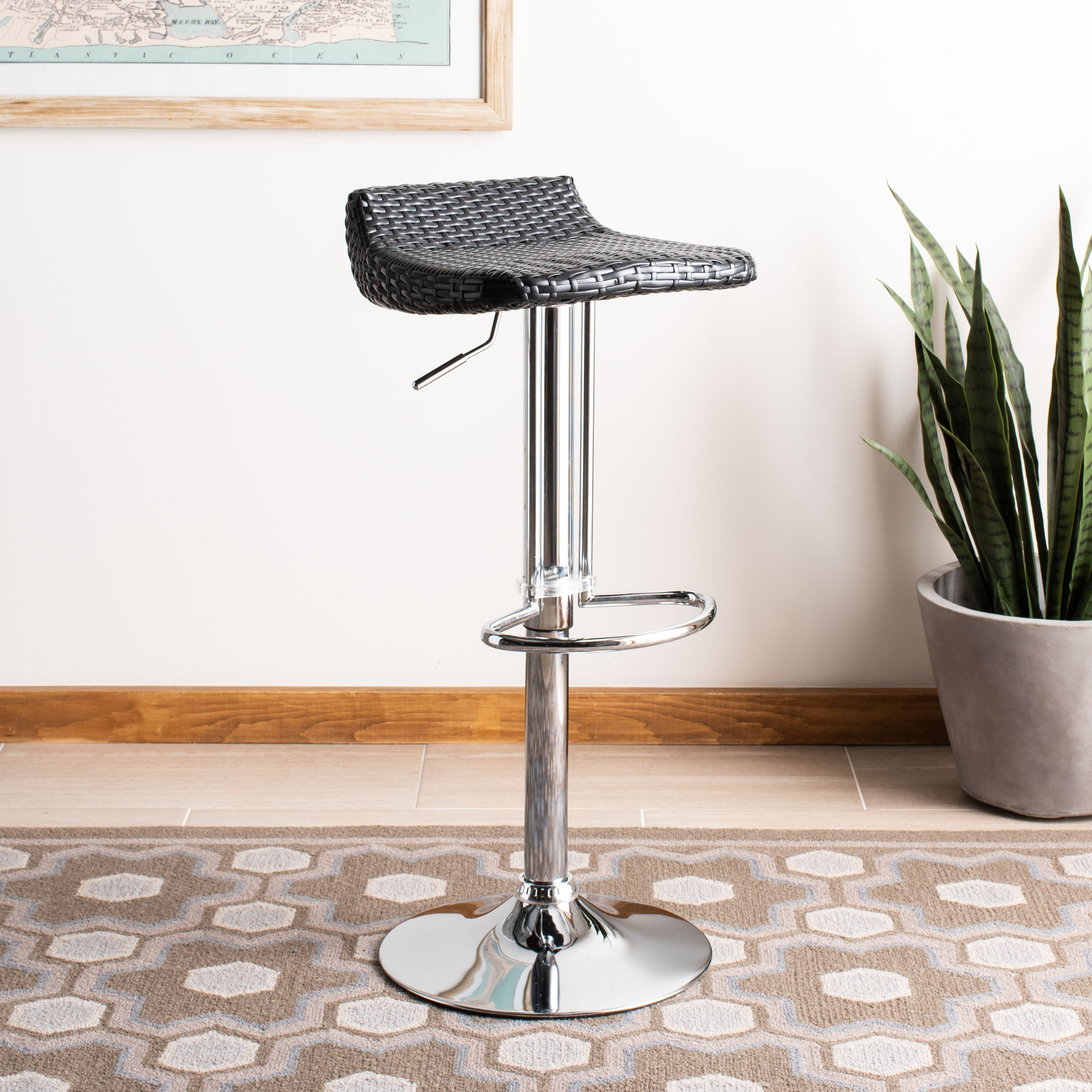SAFAVIEH Juji Contemporary Swivel Bar Stool, Black