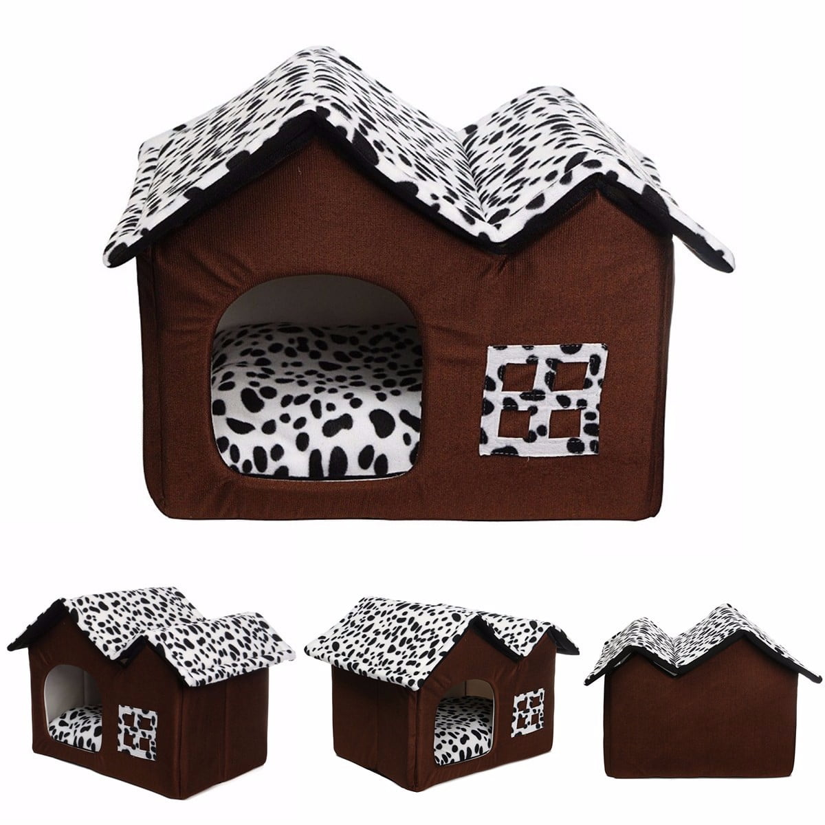 Soft Dog Indoor House Double Room Cat Kennel Pet Puppy Bed House Winter Warm Walmart Com Walmart Com