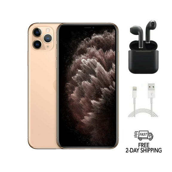 Pre-Owned Apple iPhone 11 Pro (Unlocked) 512GB Gold (A2160) Bundle with Wireless Earbuds