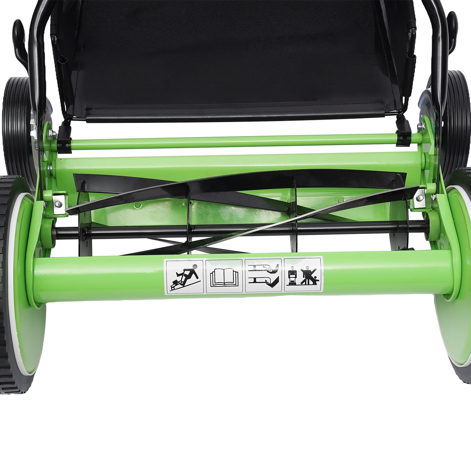 ChicHomey 16"Cordless Manual Reel Lawn Mower,5-Blades Lawn Mover Adjustable Cutting Height Grass Cutter with Grass Catcher, Green