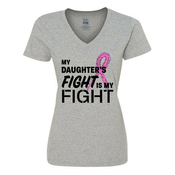 Inktastic My Daughters Fight is My Fight- Breast Cancer Awareness Women's V-Neck T-Shirt