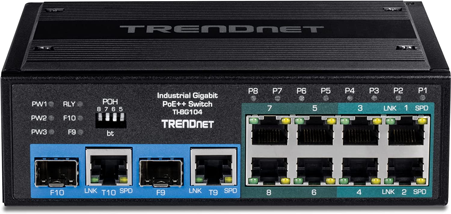 TRENDnet  TI-BG104,10-Port Industrial Gigabit PoE++ DIN-Rail Switch