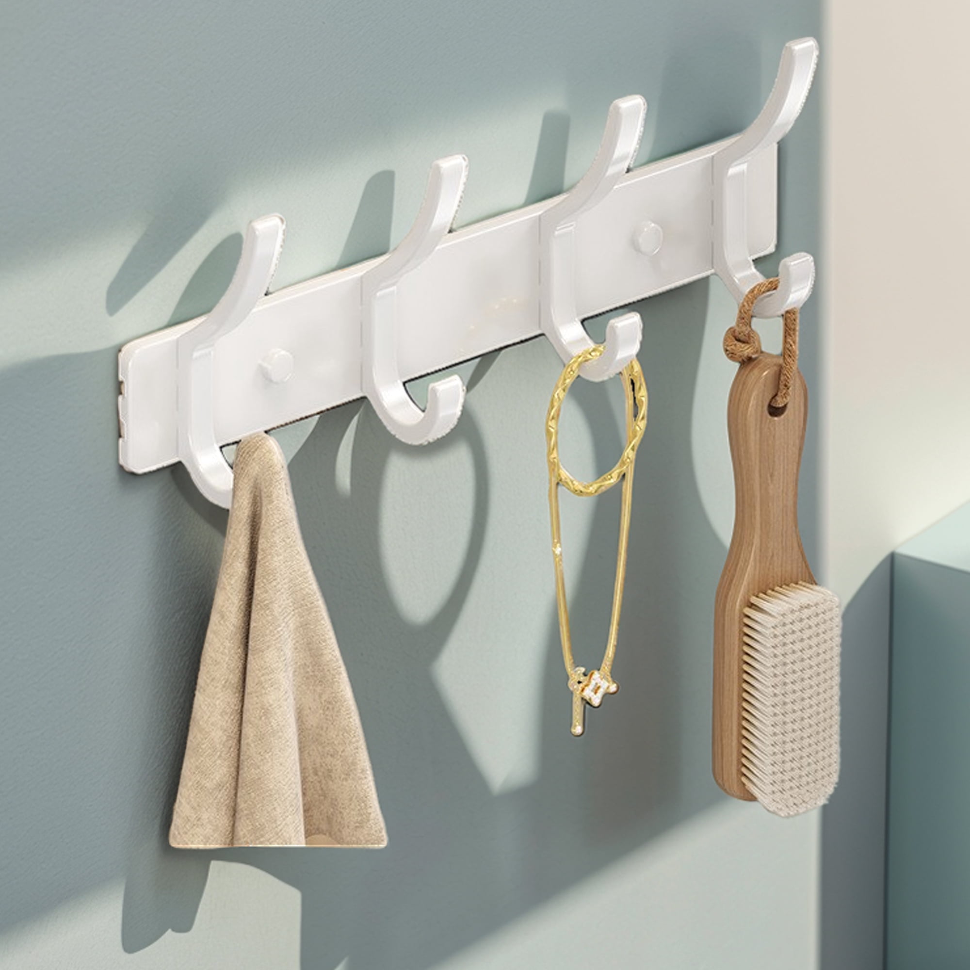 Unique Bargains Coat Rack Wall Mount Hook White 6.9x1.2x6
