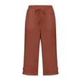 thumbnail image 4 of lnmuld Solid Kids Drawstring Capri Pants with Side Pockets and Slit Cuff Brick Red,7-8 Years, 4 of 6