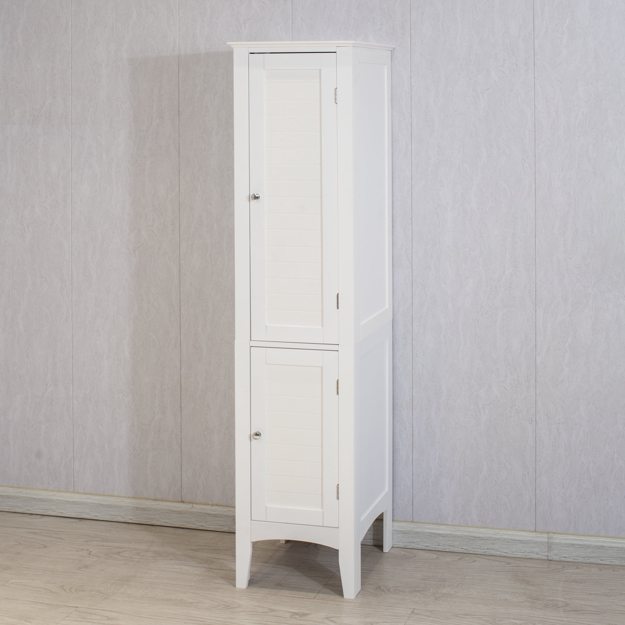 Leumius Bathroom Storage Cabinet,63" Tall Narrow Wooden Freestanding Bath Cabinet with 2 Doors 5 Tier Shelves for Bathroom,Kitchen,Living Room,White