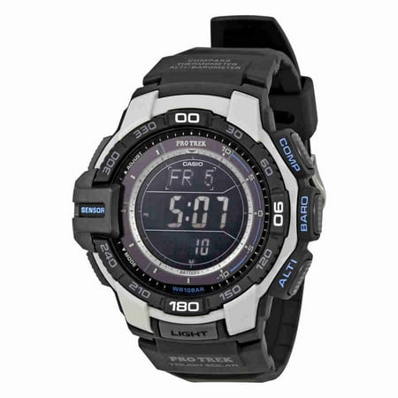 Casio Men's Pro Trek Solar Powered Triple-Sensor Watch with Black Dial