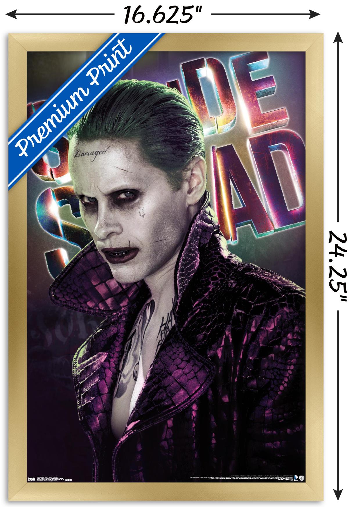 DC Comics Movie - Suicide Squad - Joker Close-Up Wall Poster, 14.725" x 22.375", Framed